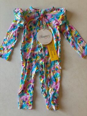 Girls' Rainbow Floral Ruffle Bamboo zippy NWT 3/6m